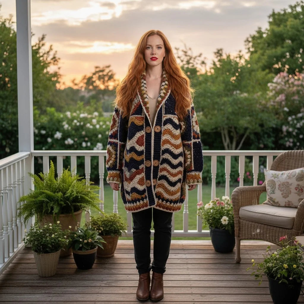 crochet cardigan women boho oversized knit sweater