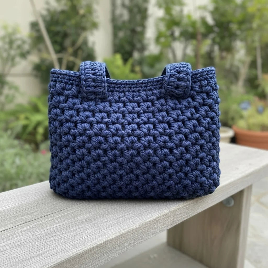 chunky crochet tote bag personalized knit shoulder handbag