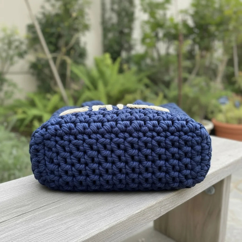 chunky crochet tote bag personalized knit shoulder handbag