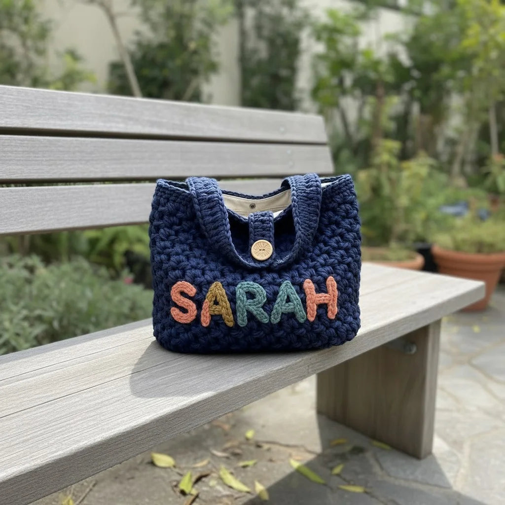 Chunky Crochet Tote Bag – Personalized Knit Purse