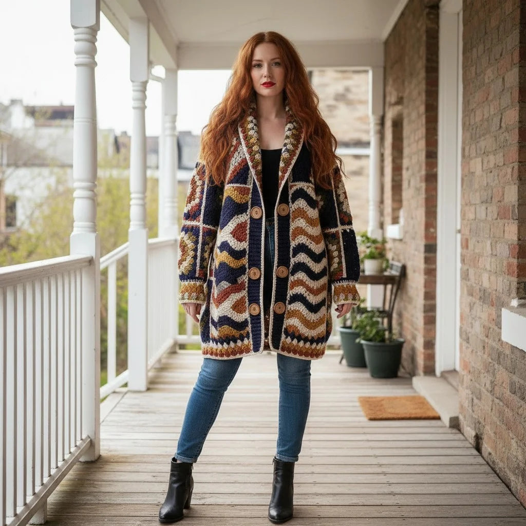 crochet cardigan women boho oversized knit sweater