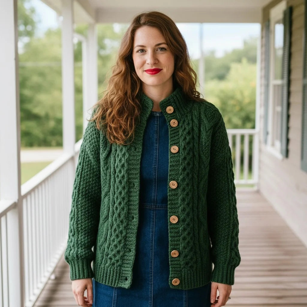 chunky knit crochet cardigan cozy cable sweater women