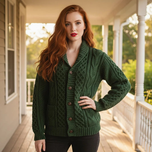 cable knit crochet cardigan cozy button sweater women