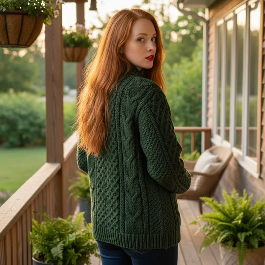 cable knit crochet cardigan cozy button sweater women