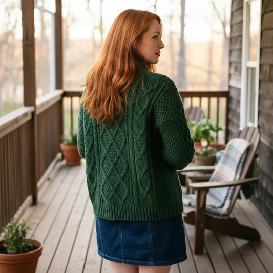 chunky knit crochet cardigan cozy cable sweater women