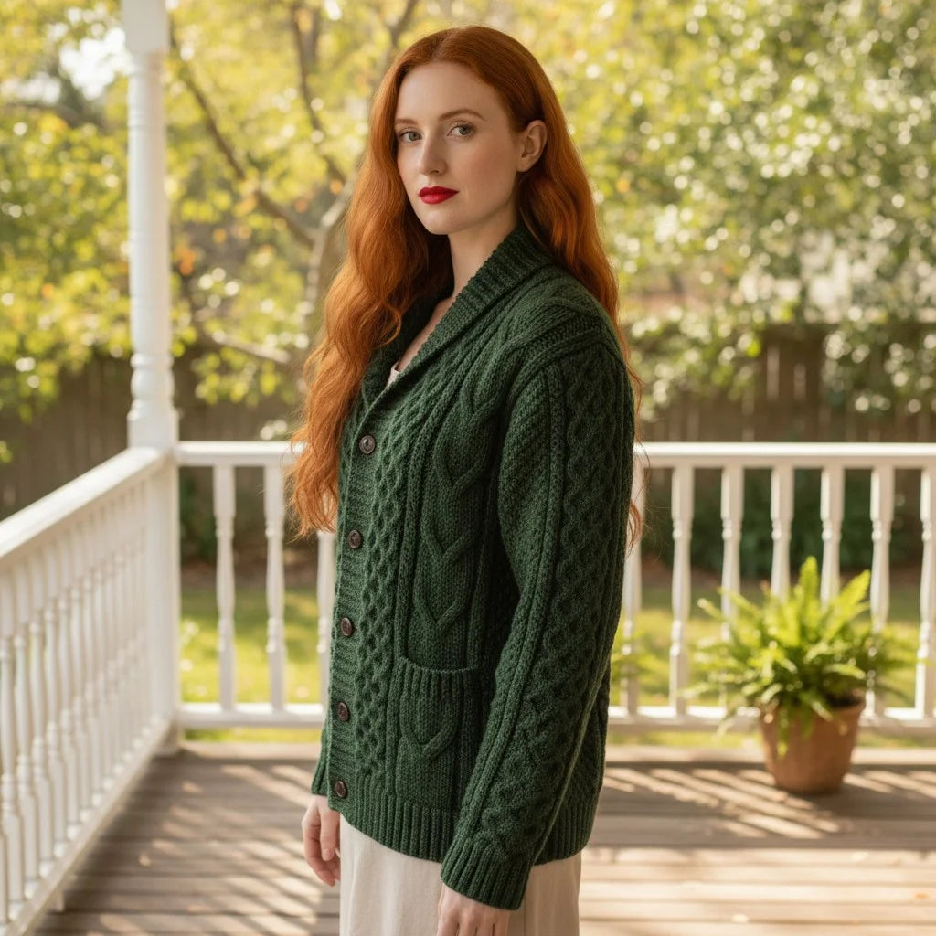 cable knit crochet cardigan cozy button sweater women
