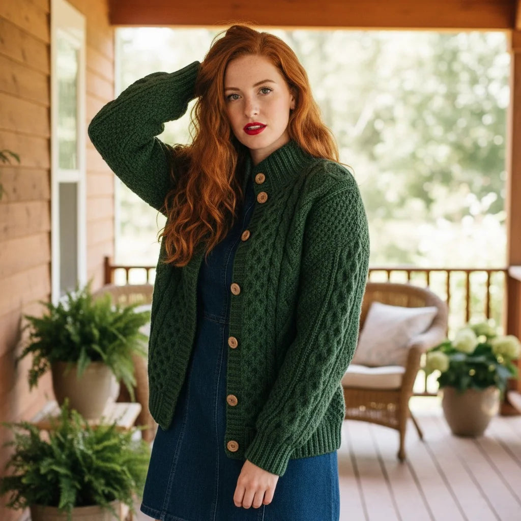 chunky knit crochet cardigan cozy cable sweater women