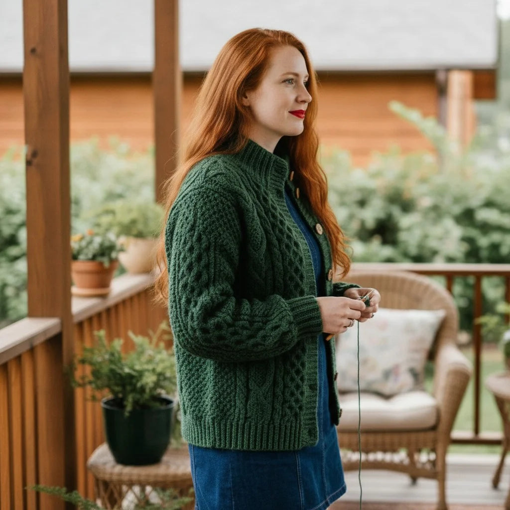 chunky knit crochet cardigan cozy cable sweater women