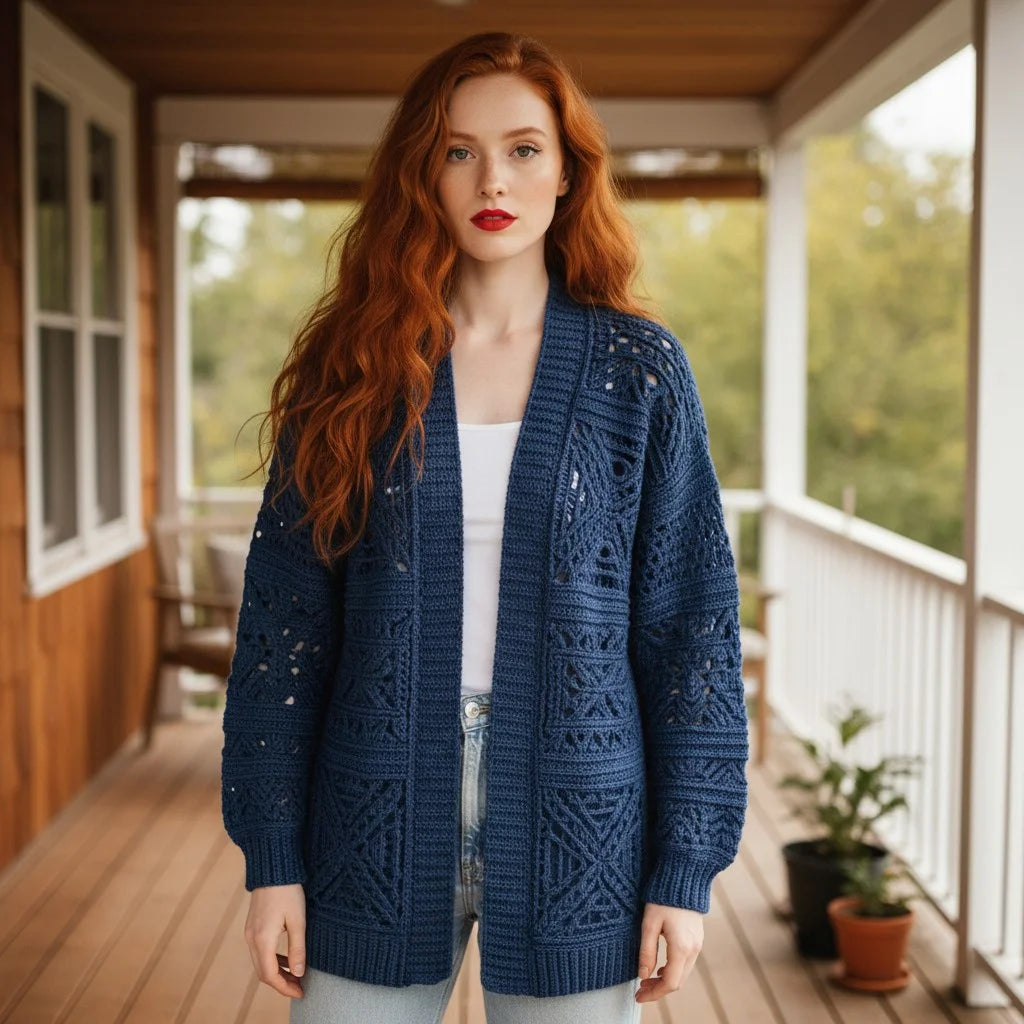 crochet knit cardigan oversized boho open sweater women