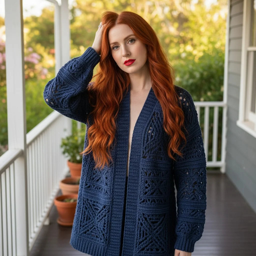 crochet knit cardigan oversized boho open sweater women