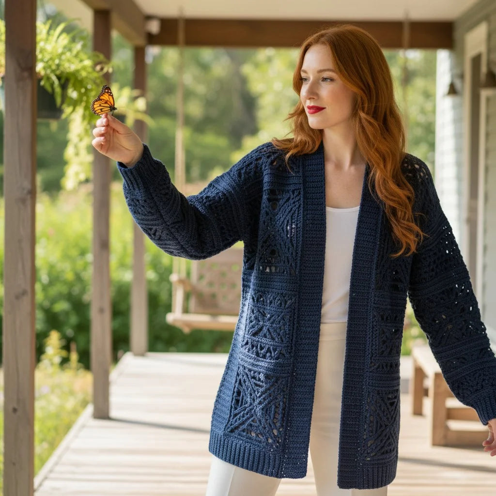 crochet knit cardigan oversized boho open sweater women