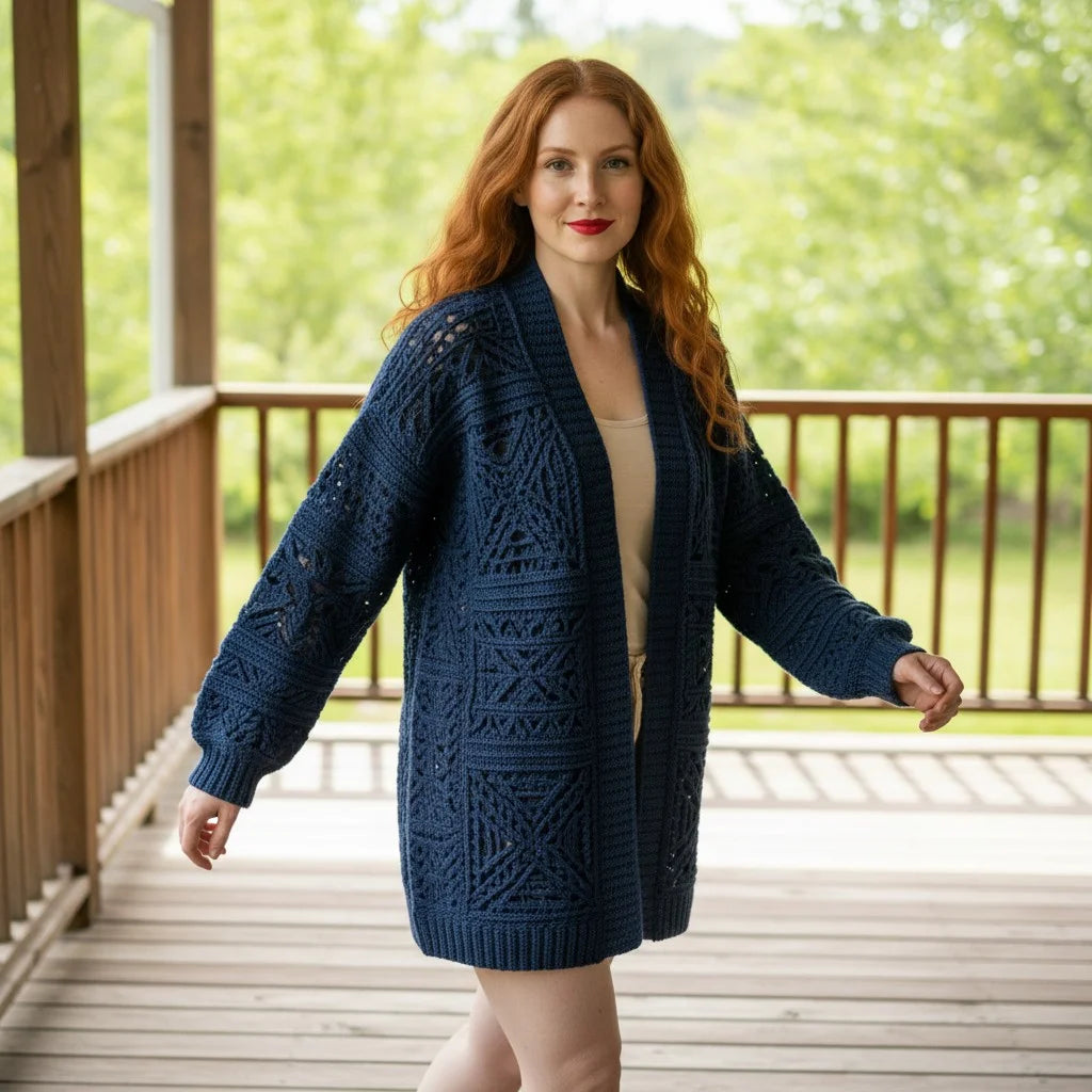 crochet knit cardigan oversized boho open sweater women