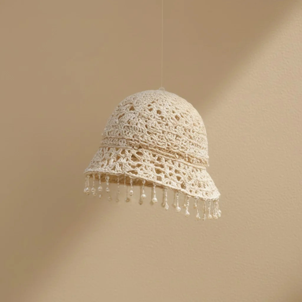 pearl crochet bucket hat elegant boho summer cap