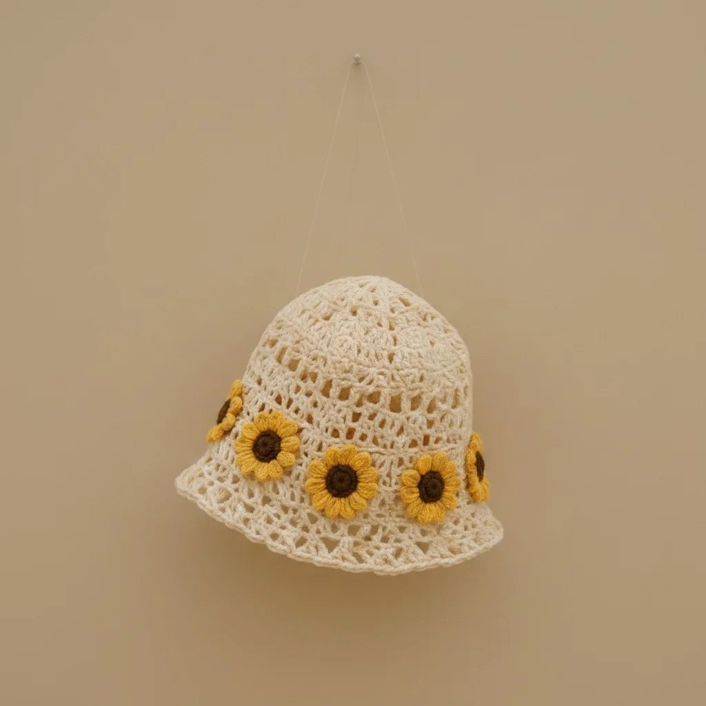 sunflower crochet slouch hat boho summer beanie