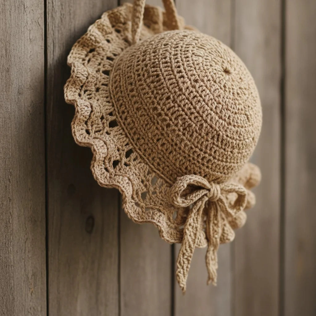 lace crochet bonnet hat vintage boho sun cap women
