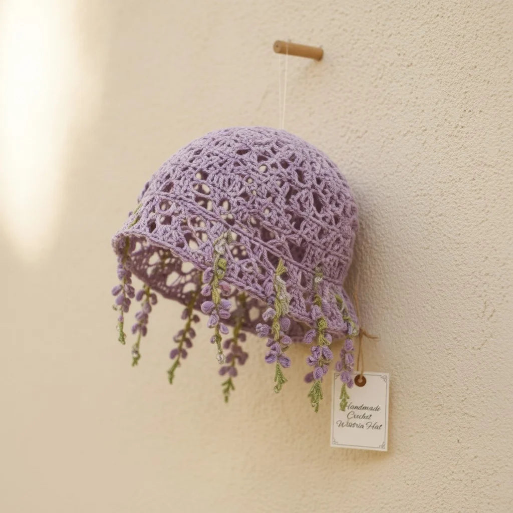 lavender crochet bucket hat boho floral summer hat