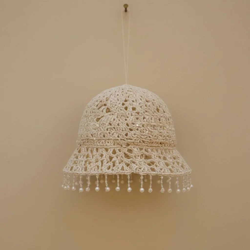 pearl crochet bucket hat elegant boho summer cap