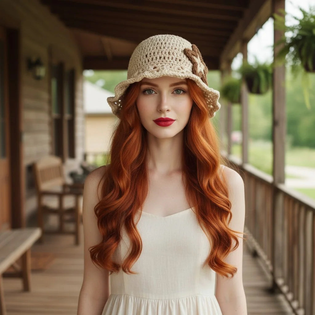 star crochet bucket hat aesthetic boho summer cap