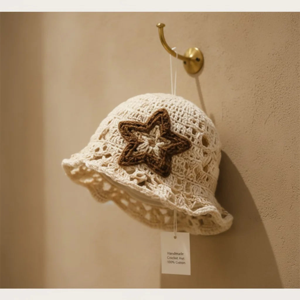 star crochet bucket hat aesthetic boho summer cap