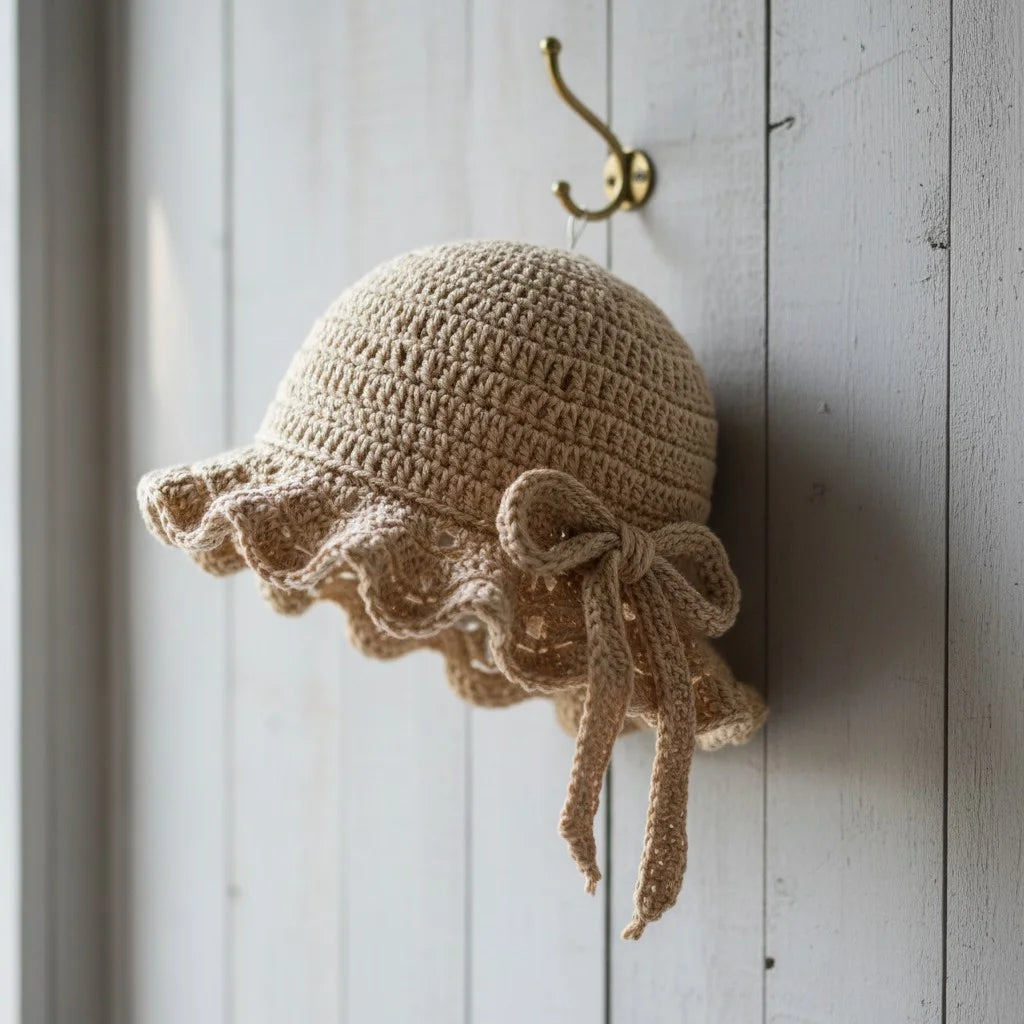 lace crochet bonnet hat vintage boho sun cap women