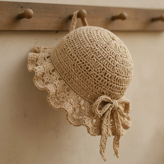 lace crochet bonnet hat vintage boho sun cap women