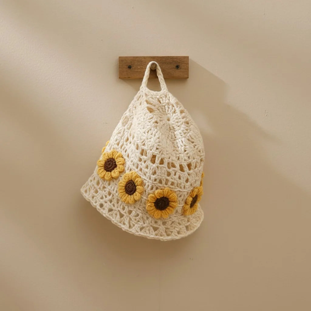 sunflower crochet slouch hat boho summer beanie