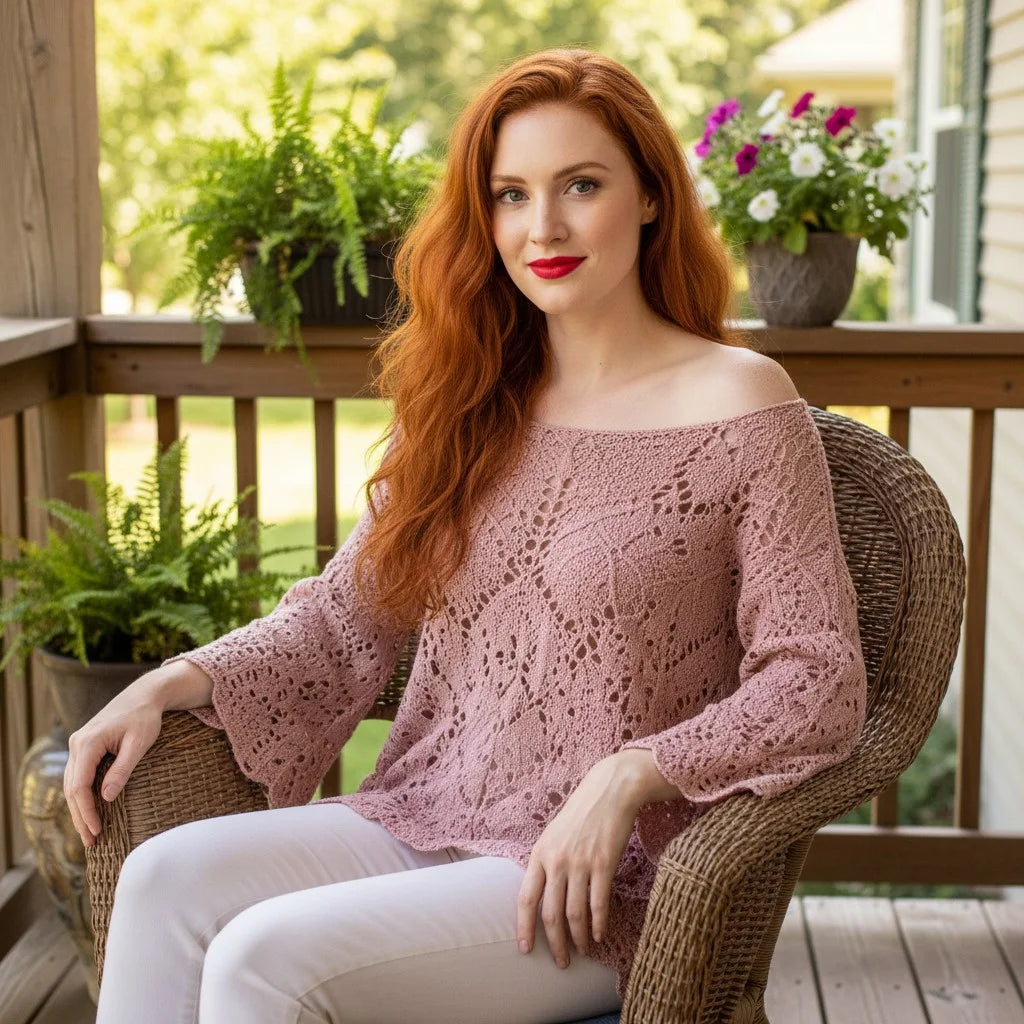 crochet lace sweater for women boho knit pullover oversized crochet top