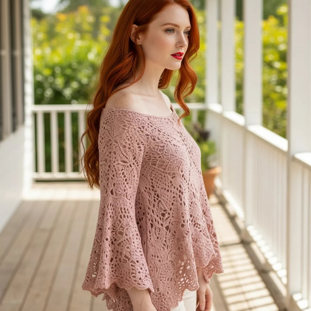 crochet lace sweater for women boho knit pullover oversized crochet top