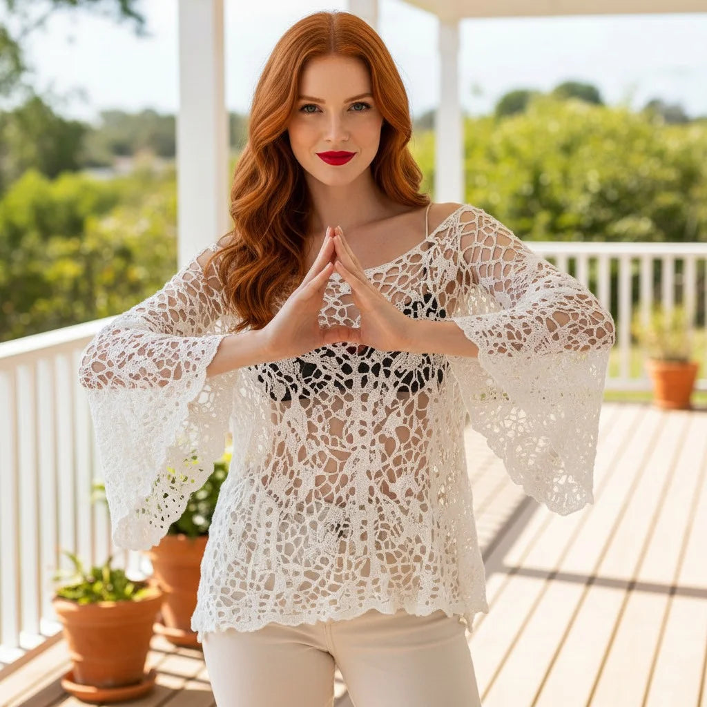 crochet beach cover up for women boho lace tunic lightweight crochet swim cover up