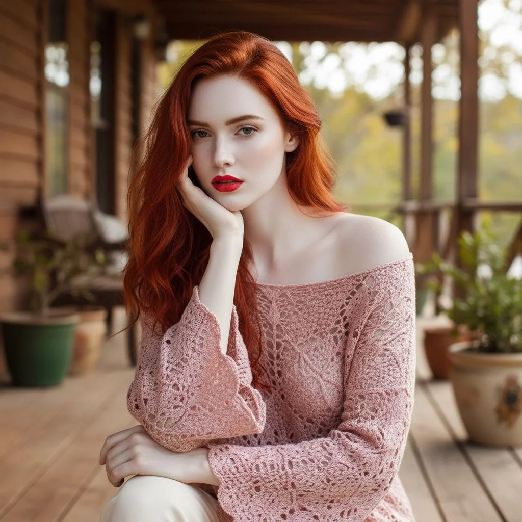 crochet lace sweater for women boho knit pullover oversized crochet top