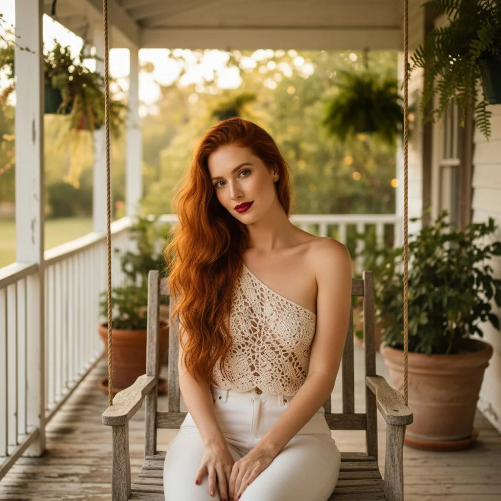 one shoulder crochet crop top handmade boho butterfly cami