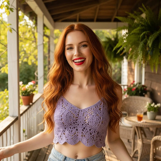 lavender crochet crop top handmade boho summer cami