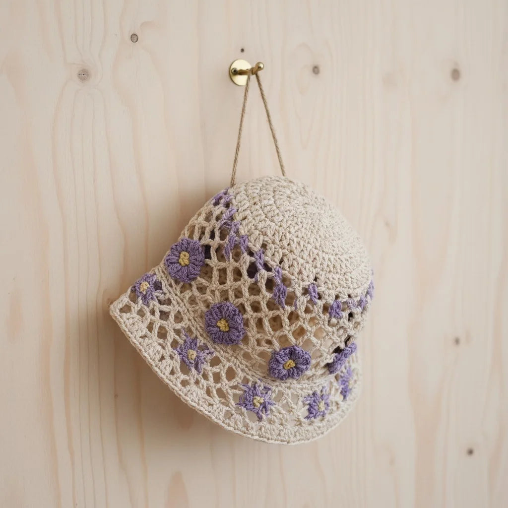 floral crochet bucket hat boho summer sun hat women