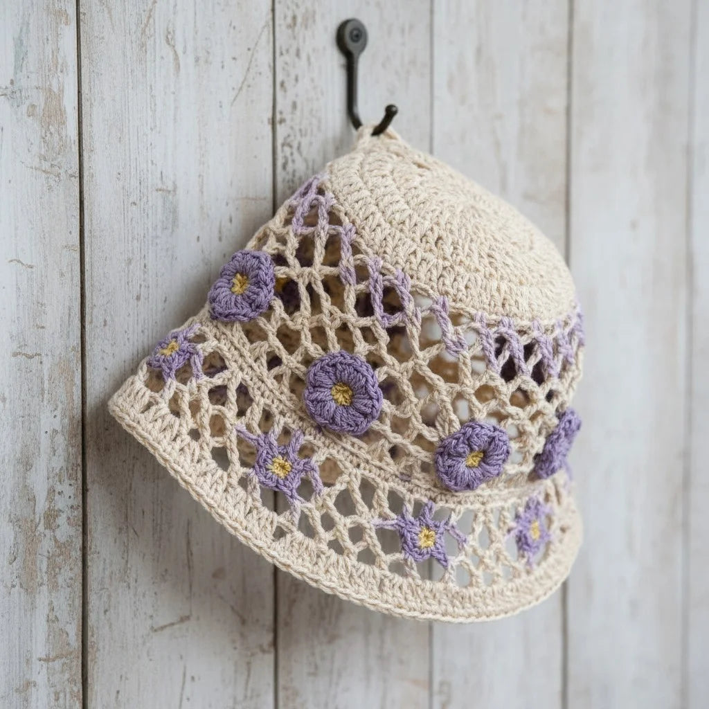 floral crochet bucket hat boho summer sun hat women