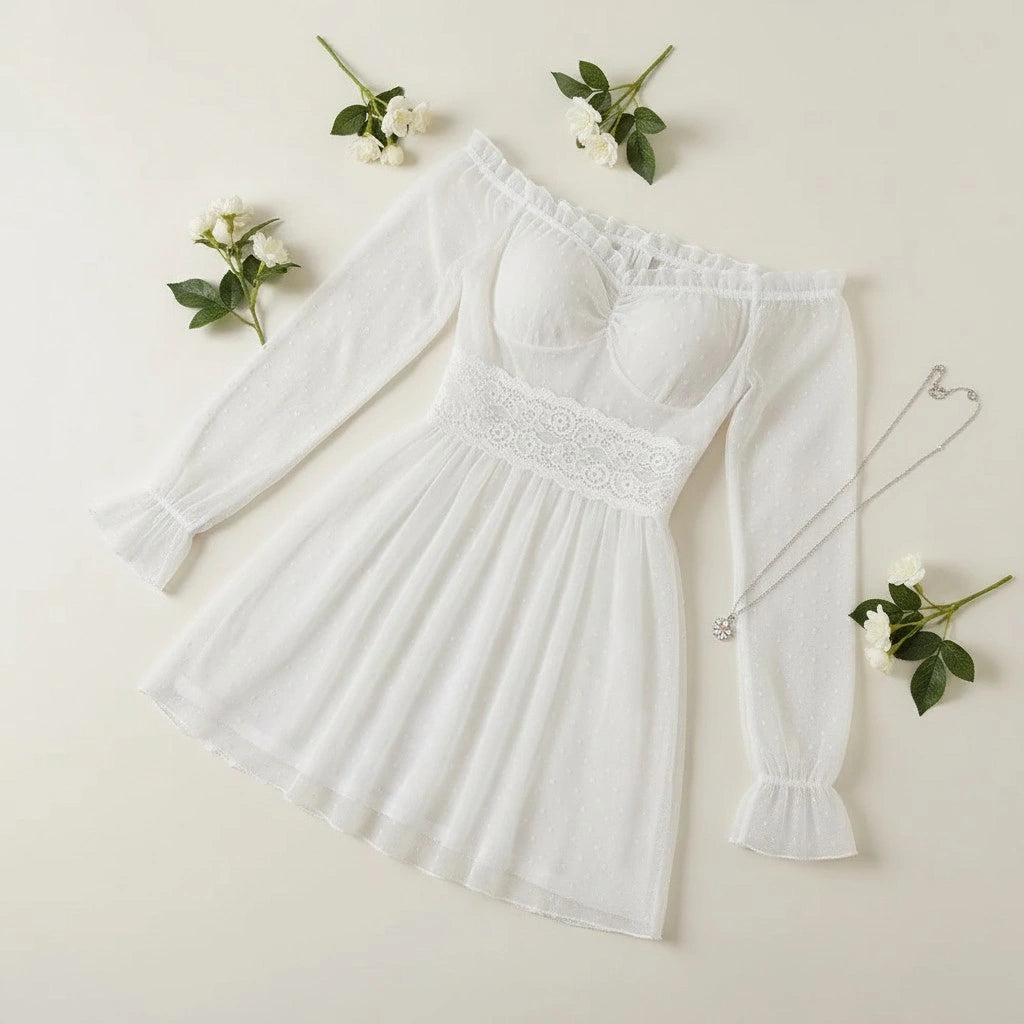 Sheer Lace Babydoll Lingerie for Women – Mesh Nightdress