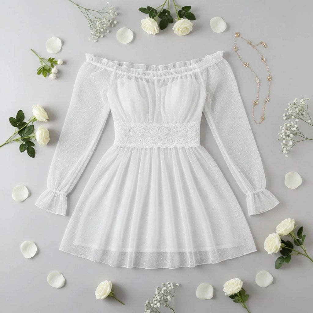 Sheer Lace Babydoll Lingerie for Women – Mesh Nightdress