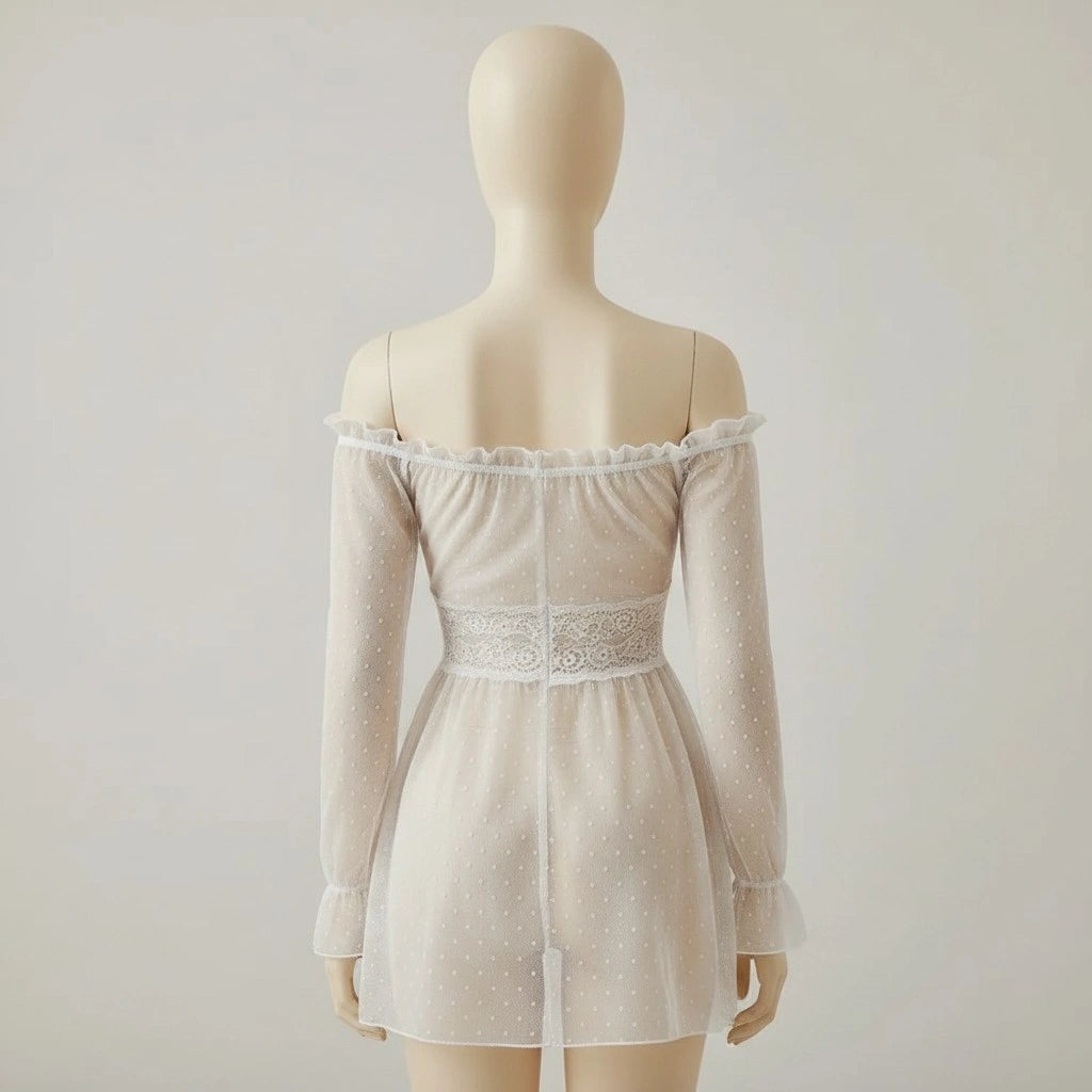 Sheer Lace Babydoll Lingerie for Women – Mesh Nightdress